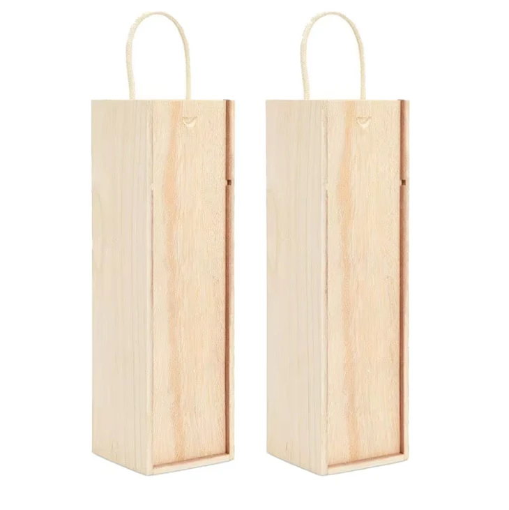 Wooden Wine Box - 2-Pack Single Wine Bottle Wood Storage Gift Box